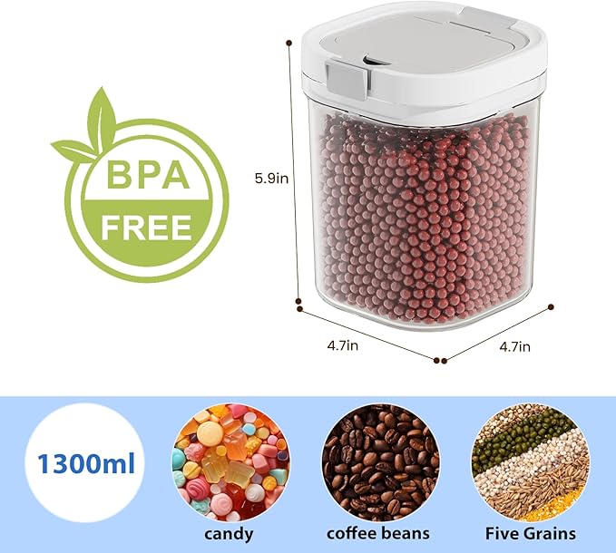 Sugar container with spoon, transparent milk powder jar, easy to clean, suitable for putting coffee, flour and sugar. (1300ml)