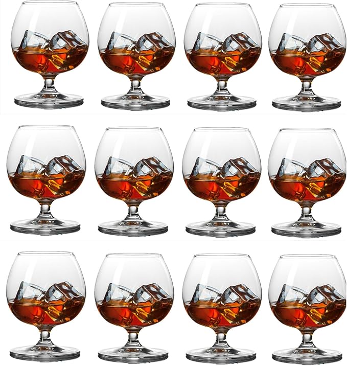Whiskey Glasses Set of 12, Bourbon Glass, Old Fashioned Glasses, 11.5 Oz Short Stem Wine Glass for Spirits, Vodka, Scotch,Cognac, Brandy, Cocktails (Set of 12)