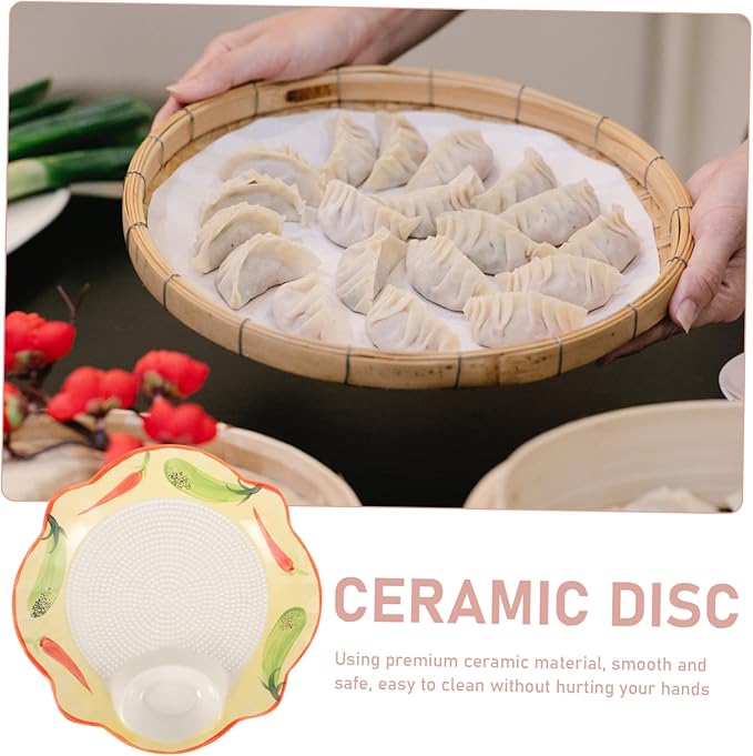 OUNONA Ceramic Divided Dumpling Plate with Sauce Dish Elegant Serving Tray for Snacks Fruits and Appetizers for Home Weddings and Gatherings