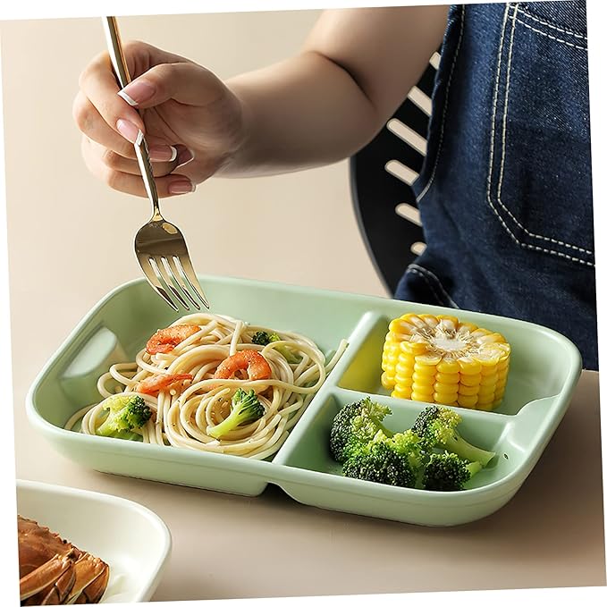 Amosfun Ceramic Divided Plate Compartment Food Container Elegant Breakfast Holder for Appetizers Multi Functional Dish for Outdoor Picnics and Easy to Clean Nordic