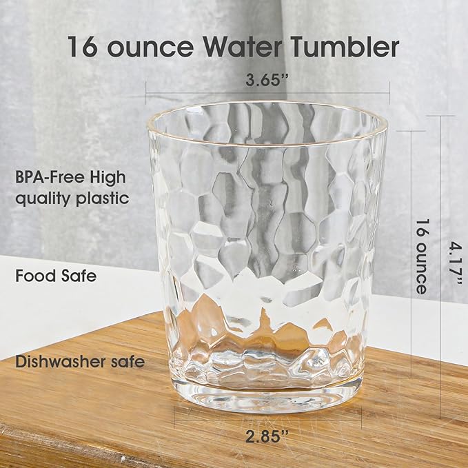 AKMQYM BPA-Free Plastic Tumblers 6 Pack (6x16oz) | Reusable Dishwasher Safe | Stackable Shatterproof Cups | Plastic Drinkware & Drinking Tumblers for Restaurant, Home, Party
