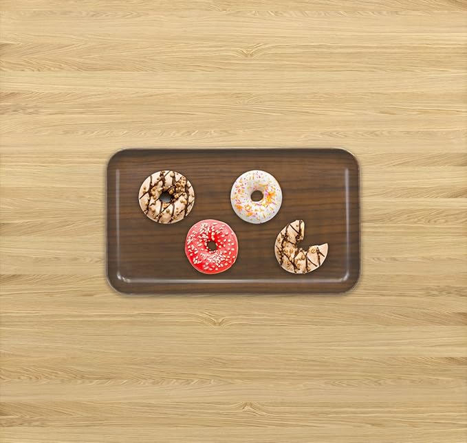TATSU-Craft NR Non Slip Serving Tray with Faux Wood, Oak, Microwave Safe Plastic Tray, 8.5 x 4.9 Inches, Ideal for Cafeterias, Restaurants, Coffee Shops, Home, Fast Food, Snacks, Drinks, Tea, More