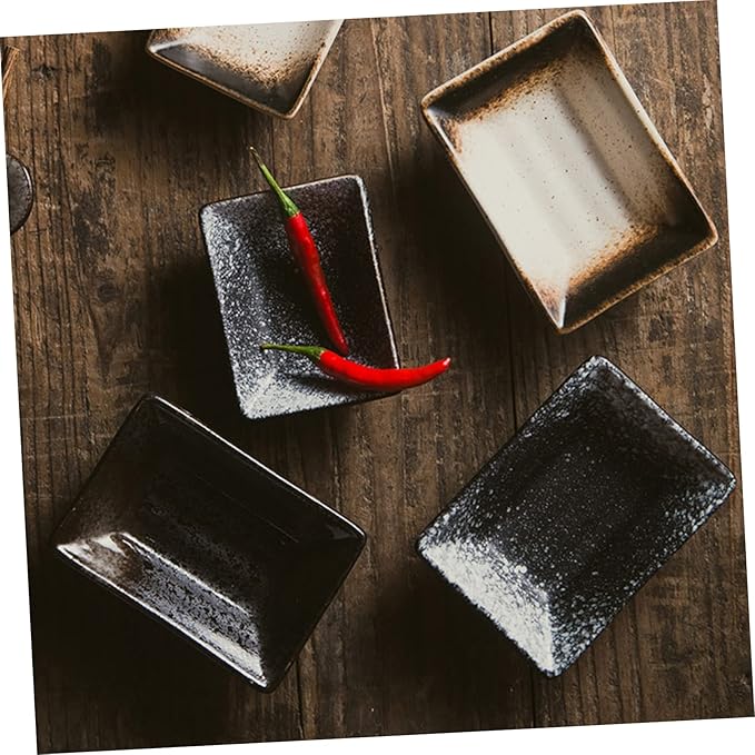 Ciieeo 3pcs Japanese Style Ceramic Seasoning Plates Dipping Dishes for Sauces Condiments Appetizers Unique Design for Home Kitchen Bbq Parties