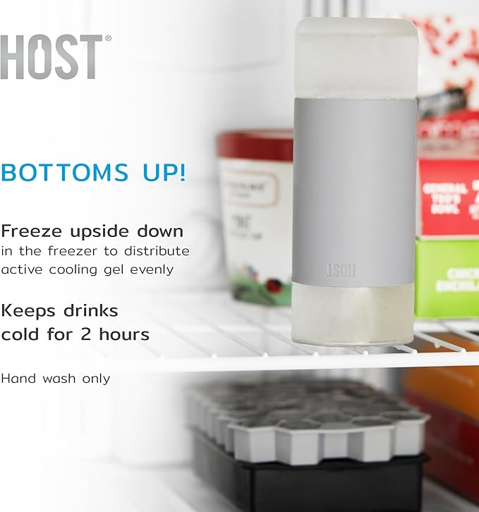 Host Glass FREEZE Double Wall Insulated Beer Glasses, 16oz Set of 2 in Gray