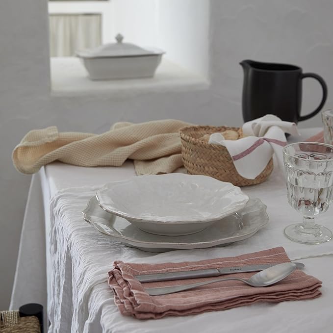 Casafina Ceramic Stoneware 5-Piece Place Setting Service for 1 - Impressions Collection, White | Microwave & Dishwasher Safe Dinnerware Set | Food Safe Glazing | Restaurant Quality Tableware