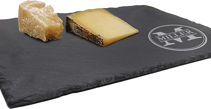 My Personal Memories Personalized Slate Serving Tray Cheese Board with Soapstone - Housewarming, Wedding for Couples - Custom Engraved (Name and Initial Style)