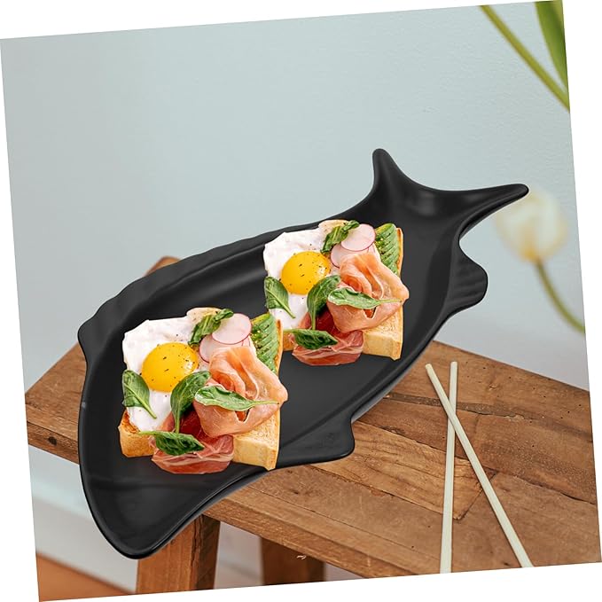 Homoyoyo Ceramic Fish Shaped Plate Set - 14 Inch Decorative Snack and Serving Dish for Home and Restaurants - for Cakes Appetizers and Utensil Display Unique Nut Tray Design