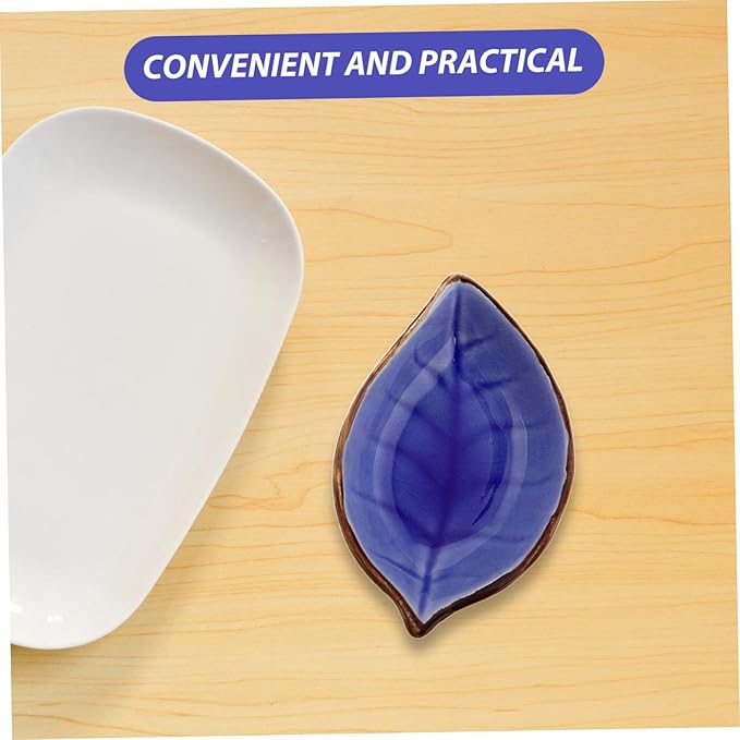 Cabilock 4pcs Cute Ceramic Plate Leaf Shape Small Sauce Dish Appetizer Plates Japenese Style Small Dessert Tiny Serve Bowl Kitchen Condiments