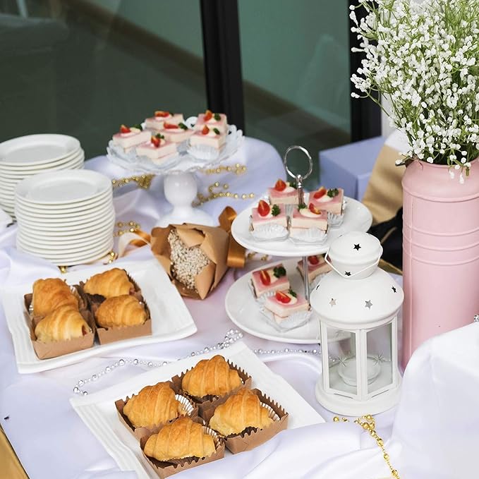 3 Tier Round Metal Cake Stand Holder Heavy Duty Fruit Plate Handle Fittings Hardware Rod (Silver Circle)