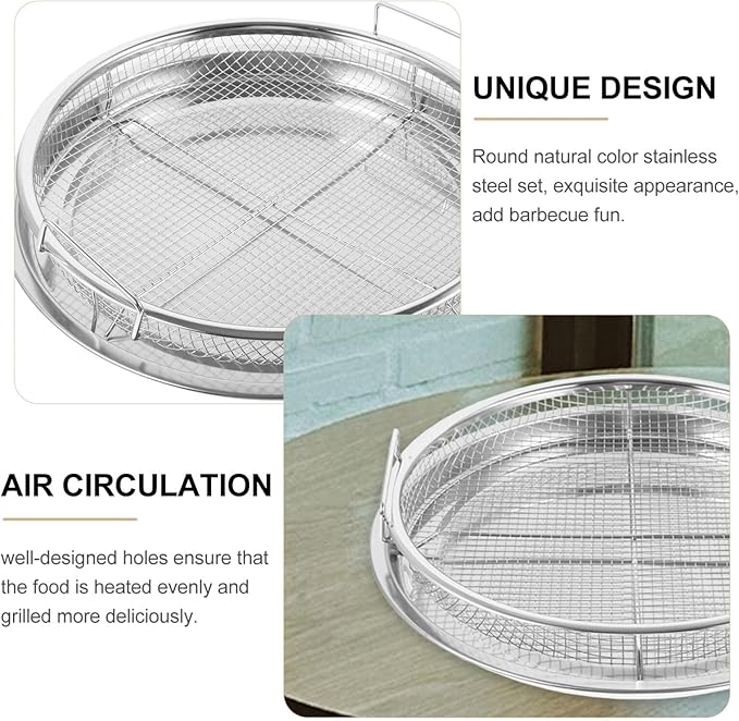 Kichvoe 1set Bbq Tray Grill Prep Meat Strainer for Outdoor Barbecue and Indoor Dining Serving Plate for Fried and Grilled Foods