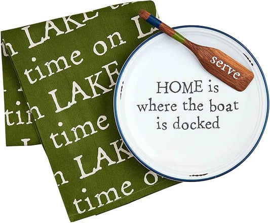 Mud Pie Home Retreat App Set, plate 6 1/2" dia