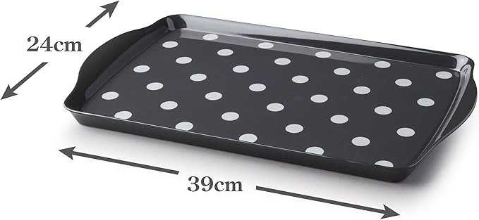 Zeal Melamine Dotty Serving Design Tray (38x24cm) Dark Grey