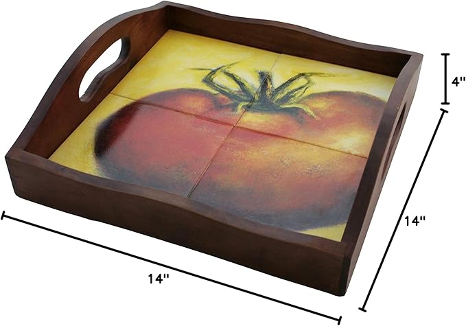 4 Tile Serving Tray 14" x 14" x 4" (TOMATO)