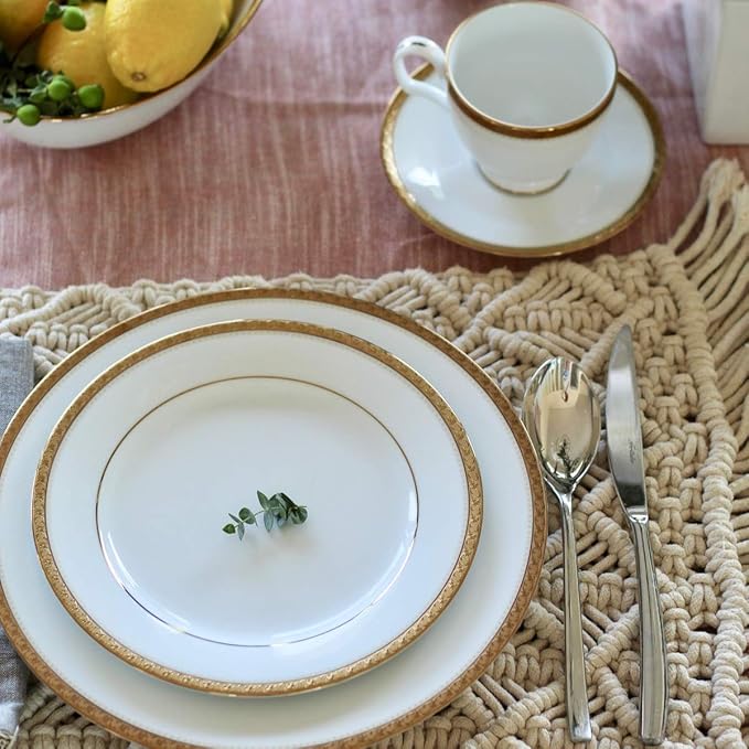 Noritake Charlotta Gold 60-Piece Value Set, Service for 12 in White