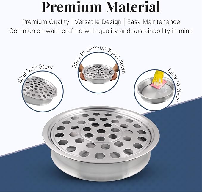 Communion Ware | Communion Tray | Holy Stackable Cup Tray for Churches | Communions Supplies | Portable Communions Trays with 40 Holes Disk | Stainless Steel - Satin (Matte) Finish