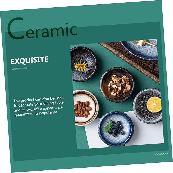 5pcs Ceramic Seasoning Plates Assorted Appetizer Dishes for Dipping Sauces for Family Gatherings Bbq and Outdoor Picnics