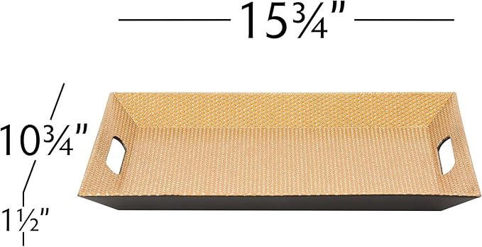 Simply Elegant Gold Beaded Rectangle Tray – 15.75 x 10.75 x 1.5 Inches, Lightweight Serving Tray, Durable Quality, High-Grade Plastic, Unbreakable, Decorative Tray
