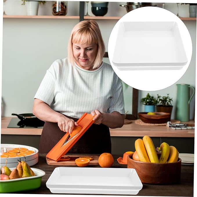 OUNONA Thickened Rectangular Serving Plate Oven Safe Ceramic-Style Snack Dish for Barbecue Pasta and Dinner for Kitchen Parties and Home Dining