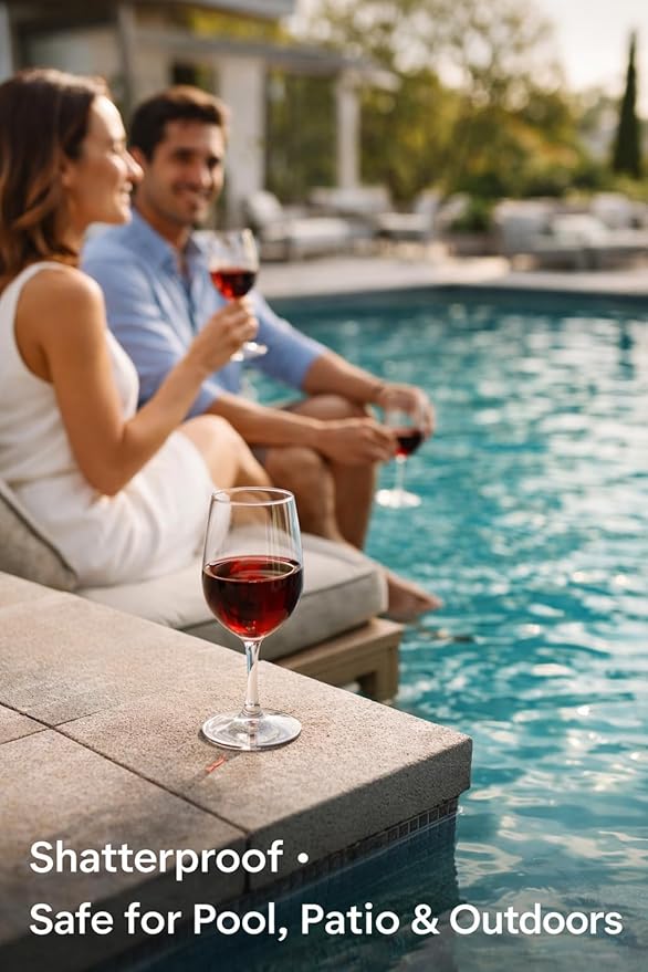 Unbreakable Stemmed Wine Glasses, 20 oz Large (Set of 2) – Shatterproof Tritan Plastic Goblets, BPA-Free & Dishwasher Safe, Elegant Wine Glasses for Indoor & Outdoor Use