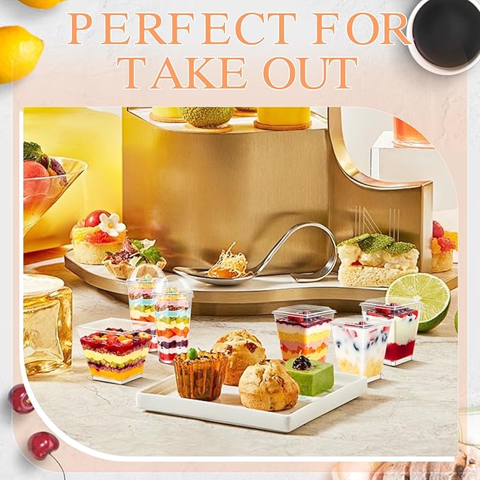 tchrules 450 Packs Dessert Cups with Lids, 5oz Mini Clear Plastic Dessert Cup Parfait Appetizer Cups for Serving Fruit Trifle Mousse Ice Cream and Pudding (450)