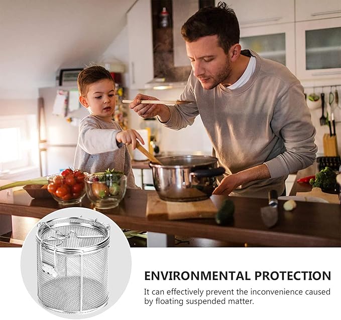 Seasoning Strainer, Stainless Steel Spice Filter, Cooking Spice Filter, Mesh Design Tea Ball Strainer Soup Seasonings Seperation Basket Filter with Chain Hook for Home Restaurant (10 * 10cmLarge Size)