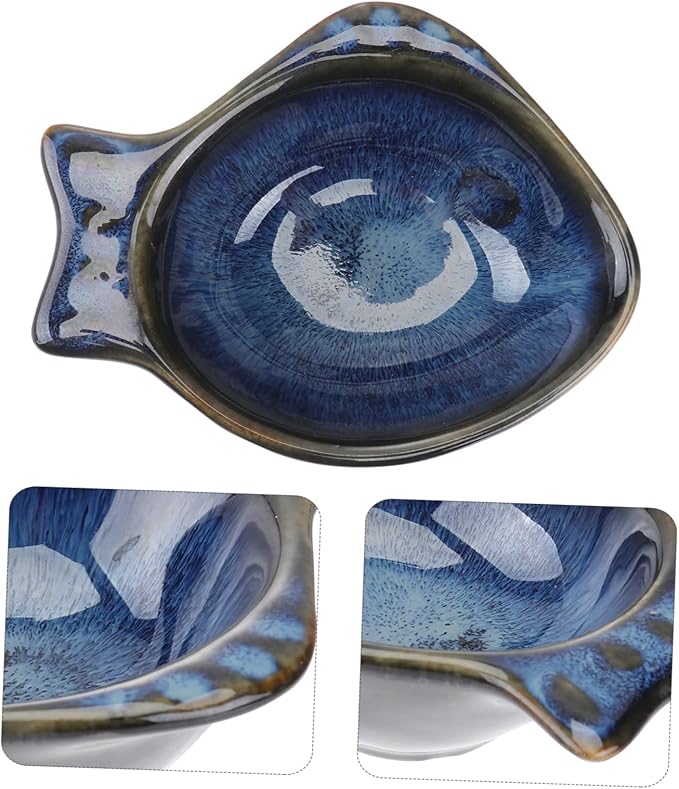 Fishbowl Condiment Dish Ceramic Serving Plate Unique Appetizer Bowl for Family