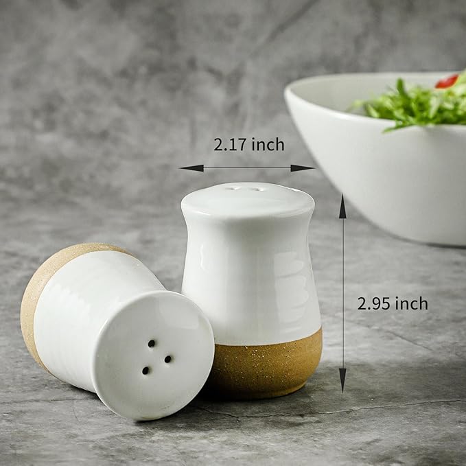 glowworm Salt and Pepper Shakers Set, Ceramic Salt and Pepper Shaker, Kitchen Decor for Home Restaurants, Farmhouse Spice Shaker for Cooking Baking BBQ, White