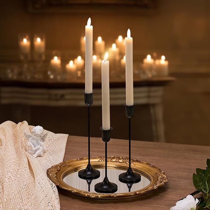 Candle Holder 6 PCS Candlestick Holders, Black Taper Candle Stick Holder, Modern Decorative Centerpiece, Christmas Decor, Gift for Home Fireplace Housewarming Candelabra Décor