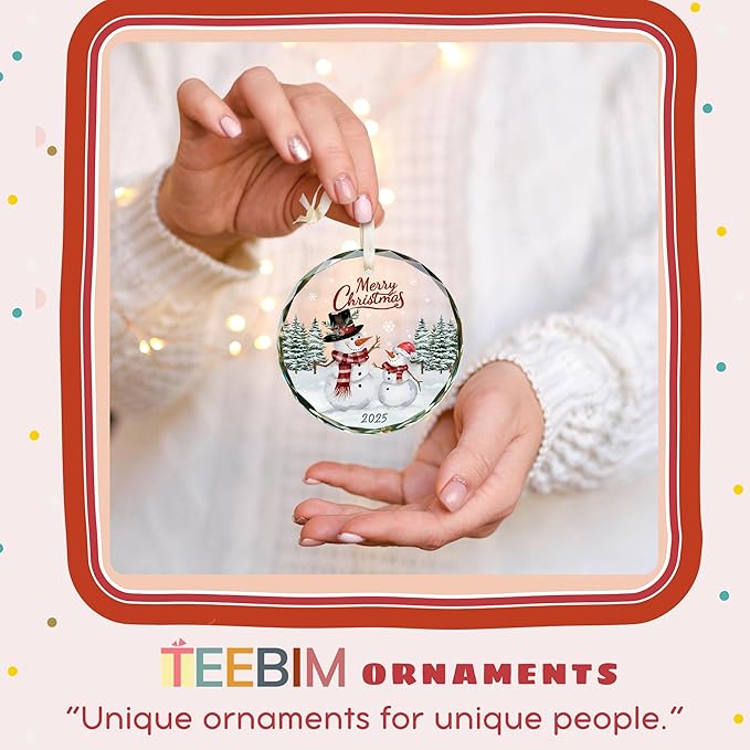 Snowman Ornaments - Snowman Christmas Ornament 2025 - Winter Holiday Ornaments for Christmas Tree - Gifts for Family, Friends - Glass Hanging Ornament