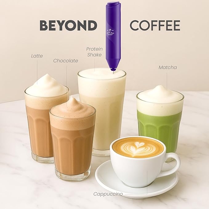 Zulay Kitchen Powerful Milk Frother Wand - Handheld Stainless Steel - Battery Operated Drink Mixer for Coffee, Lattes, Cappuccino, Matcha - Froth Mate Frother Gift - Fresh Mint