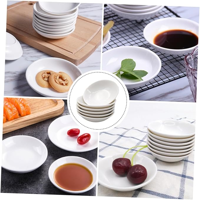 6-Piece Ceramic Sauce Dishes Set Small Dipping Plates for Condiments Snacks Appetizers Versatile Kitchen Supplies for Home and Restaurant Use