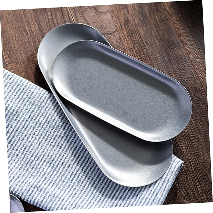 Stainless Steel Dinner Plate Divided Serving Platter Silver Trays for Serving Vintage Gold Tray Metal Plates for Eating