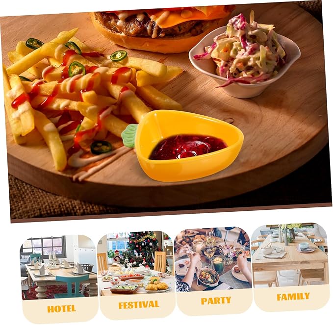 HEALLILY Carrot Shape Ceramic Dipping Bowl Cute Porcelain Sauce Plate for Sushi Kimchi Desserts Small Dish for Appetizers and Condiments Unique Kitchenware for Parties and Family Meals