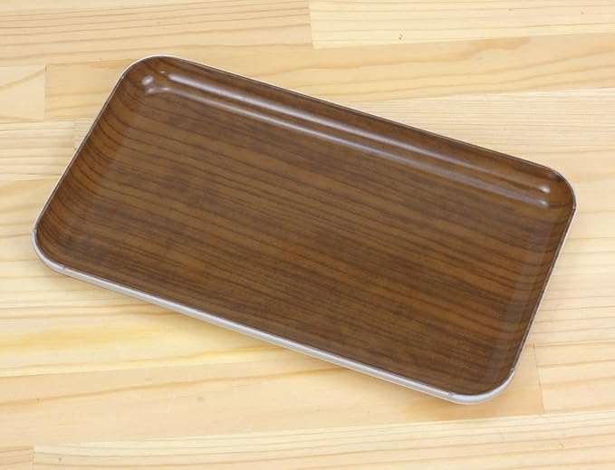 TATSU-Craft NR Non Slip Serving Tray with Faux Wood, Oak, Microwave Safe Plastic Tray, 8.5 x 4.9 Inches, Ideal for Cafeterias, Restaurants, Coffee Shops, Home, Fast Food, Snacks, Drinks, Tea, More