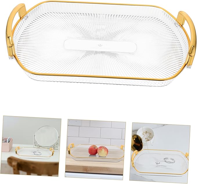 DOITOOL Reusable Rectangle Storage Plate Multipurpose Serving Tray for Fruits Snacks Desserts and Jewelry Sturdy Design with Handles for Home and Events