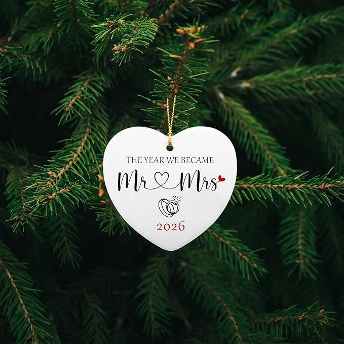Wedding Gifts for Couple The Year We Became Mr and Mrs Sign Christmas Ornaments 2026 Engagement Gifts Cool Wedding Gift for Couples Newlyweds Bridal
