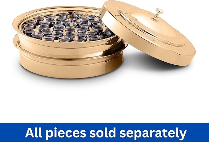 (Cup Tray Lid) Gold Premium Communion Trays for Churches | Stainless Steel Communion Ware Set, Supplies | 40 Cup Tray