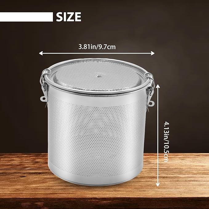MDEOOSKY 0.86L Tea Ball Infuser, 3.94"L x 3.94"W x 4.33"H Seperation Basket Mesh Filter, Multifunctional Kitchen Tool for Brewing Tea Filtering Spices and Seasonings, Stainless Steel, 10x10x11cm