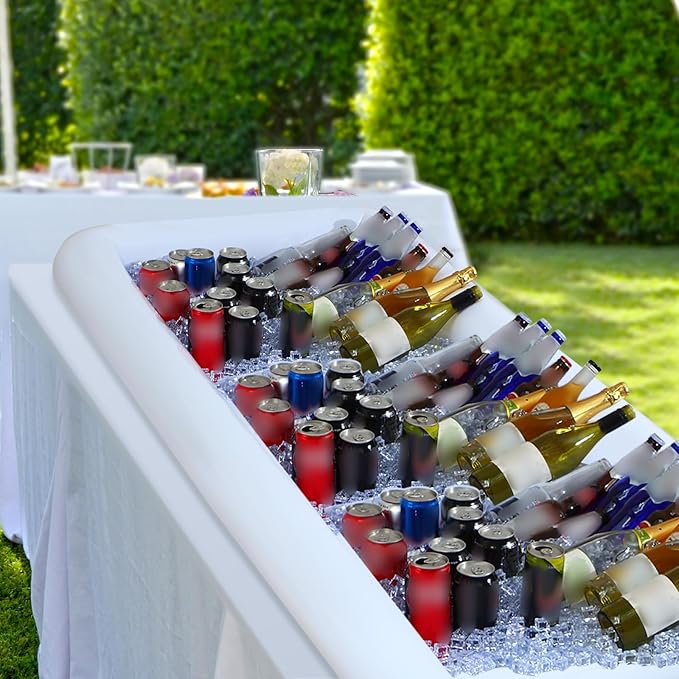 Large Inflatable Serving Bar 72 x 30 x 5'' Inflatable Ice Serving Buffet Bar Inflatable Cooler Ice Buffet Salad Serving Trays with Drain Plug for Pool Outdoor Party Picnic(White,1 Pack)