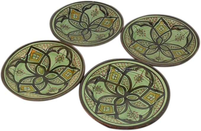 Moroccan Ceramic Plates Handmade Appetizer Tapas Serving Set of Four