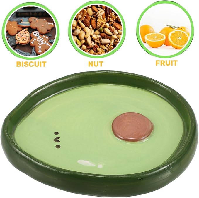 Cute 4-inch Avocado Ceramic Plate Small Fruit-shaped Dessert and Appetizer Dish for Home Use Reusable Hand-painted Snack and Dipping Tray