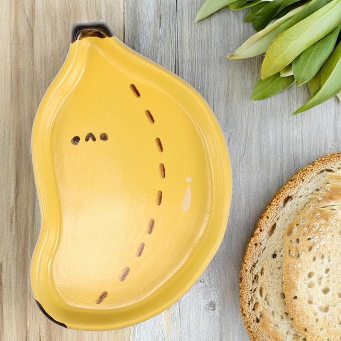 COHEALI Creative Cute Banana-shaped Ceramic Serving Plate for Fruit and Snacks Hand-painted Dish for Sauces and Appetizers Stylish Platter for Home Kitchen Use