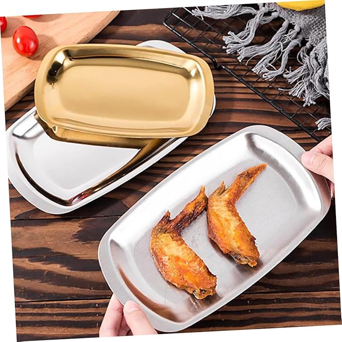 LIFKOME BBQ Plate Sushi Plate Stainless Steel Sushi Platter Serving Tray for Picnic Family Gathering