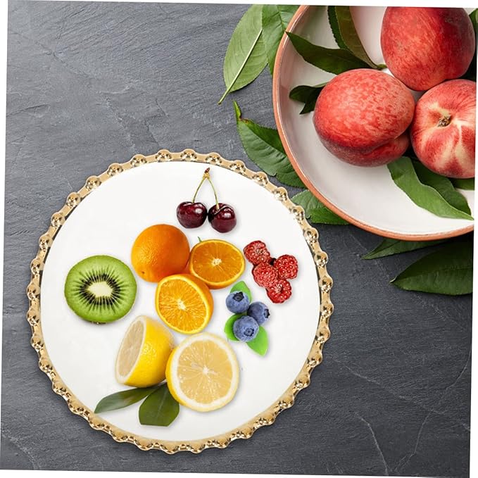 Double Ceramic Fruit and Appetizer Plate White Salad Dish for Party Serving Side Dish Tray for Dessert Pasta and Snacks in Home Restaurant