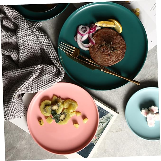 KICHOUSE Microwavable Ceramic Steak Plate Dinnerware for Fiestaware Plates Western Food Round Shape
