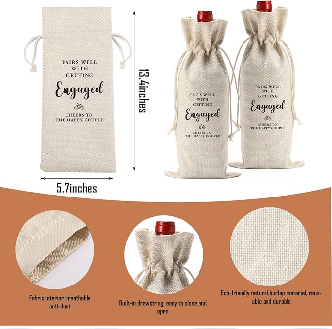 Engagement Gifts for Couples Wedding Gift for Mr and Mrs Engagement Party Decorations Gifts for Engaged Couple Engaged Wine Bag