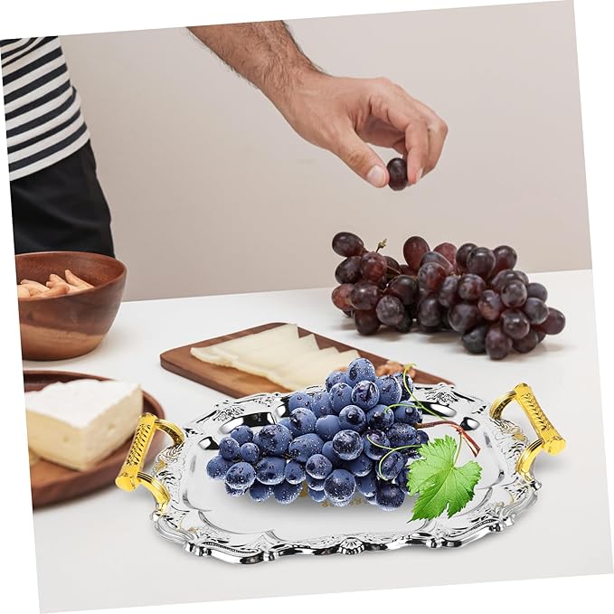 Cabilock Jewelry Tray Dishes Platters for Appetizer Fruits Serving Tray Versatile Serving Plate Antiquely Elegant
