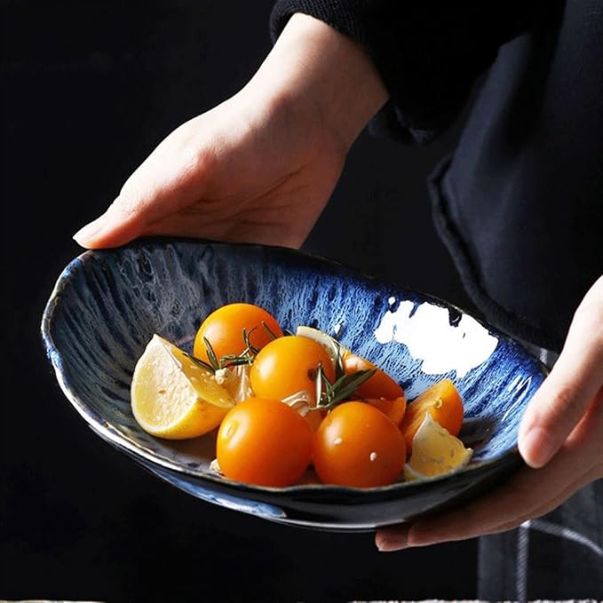 SONGCHAO Party Supplies Oval Dinner Plate Household Fruit Salad Plate Pasta Plate Ceramic Tableware Suitable for Kitchen Restaurant Hotel Party Plates (Size : 23.2cm)