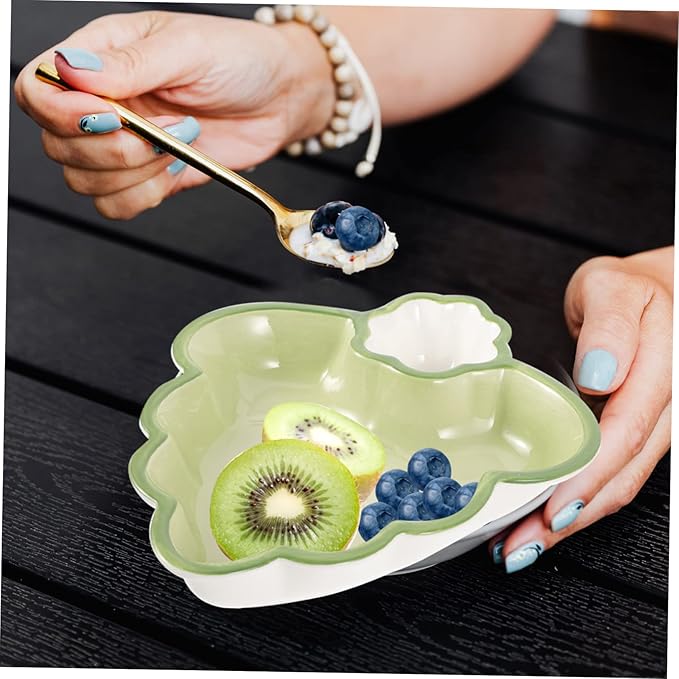 Ceramic Dumpling Plate with Sauce Compartment Cute Divided Serving Tray for Boys and Girls for Dipping Sauces Appetizers and Snacks for Home and Kitchen Use