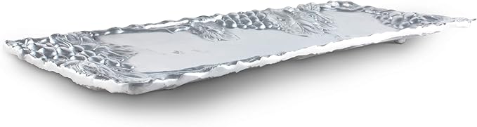 Arthur Court Metal Grapevine Oblong Serving Tray Grape Pattern Sand Casted in Aluminum with Artisan Quality Hand Polished Design Tarnish-Free 19 inch x 8 inch